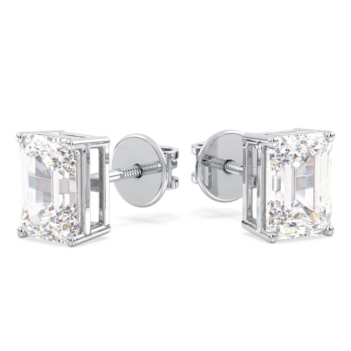 IGI Certified D VVS2 Lab Grown Diamond Emerald Cut Solitaire Studs