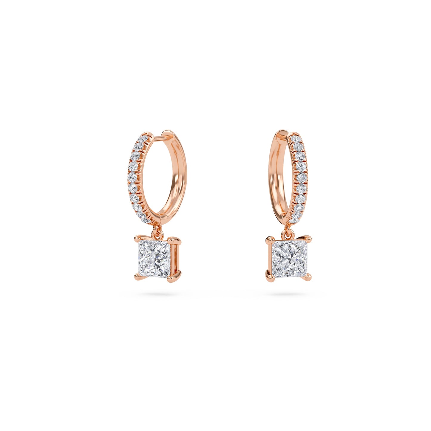 Charm 1 Carat (0.5+0.5) Princess Diamond Earring