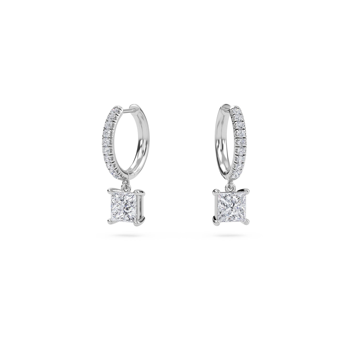 Charm 1 Carat (0.5+0.5) Princess Diamond Earring