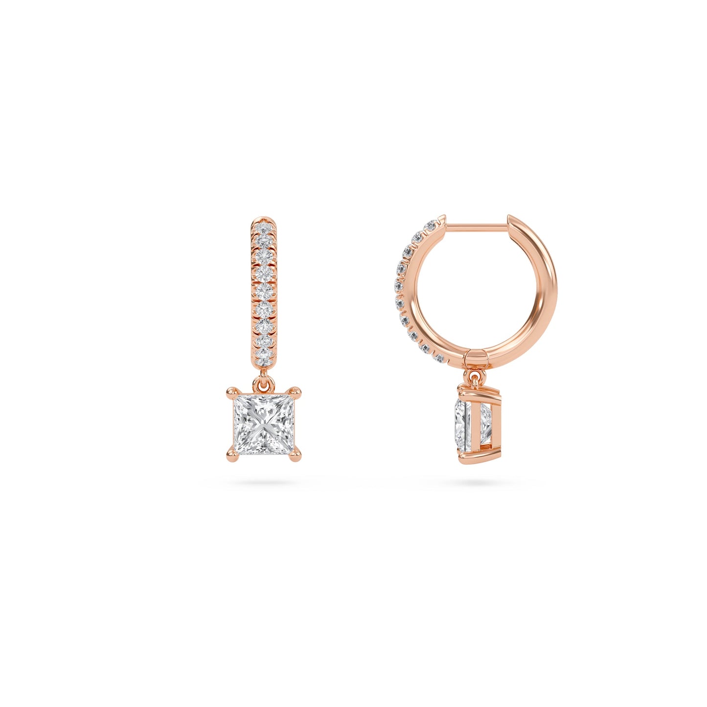 Charm 1 Carat (0.5+0.5) Princess Diamond Earring