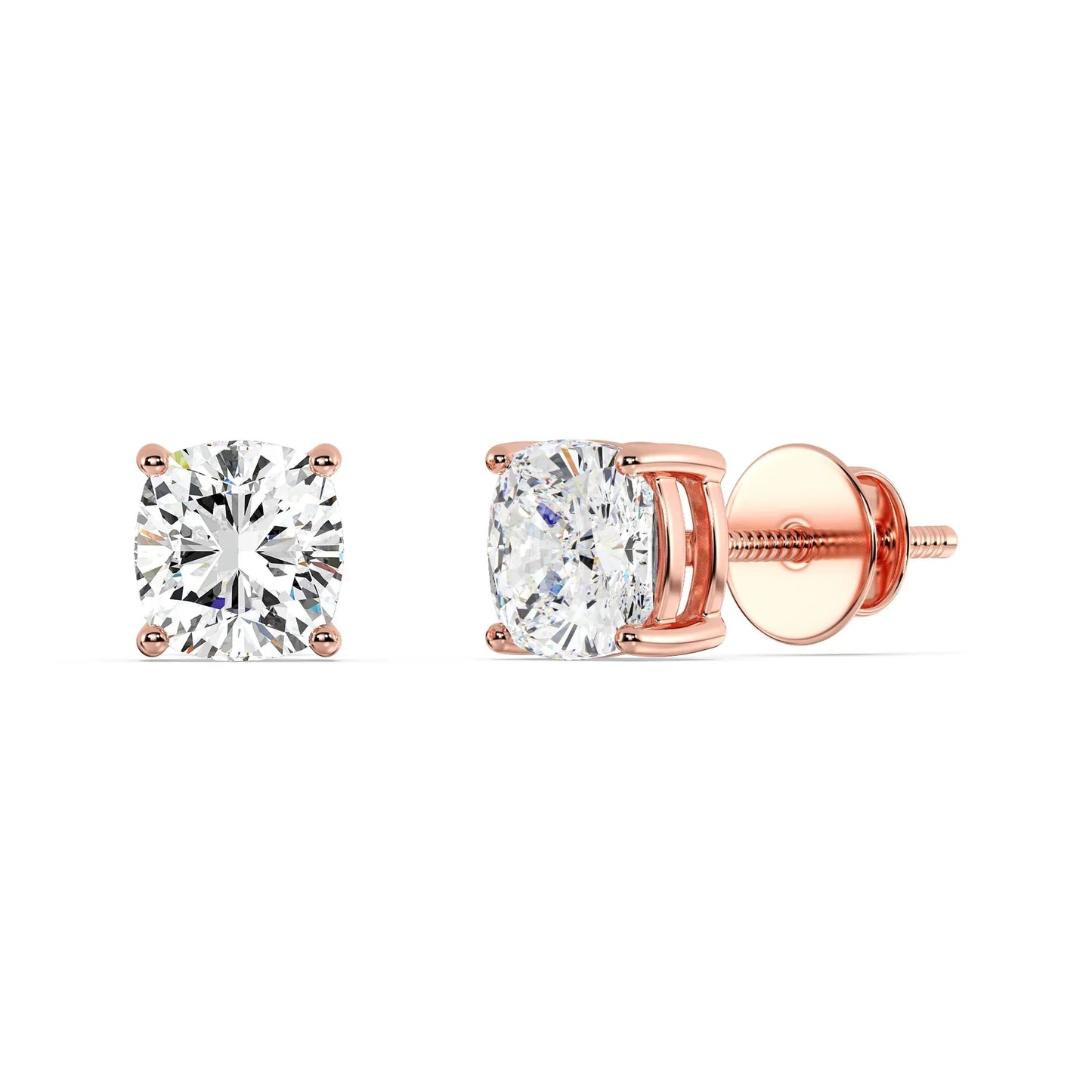 IGI Certified D VVS2 Lab Grown Diamond Cushion Cut Solitaire Studs