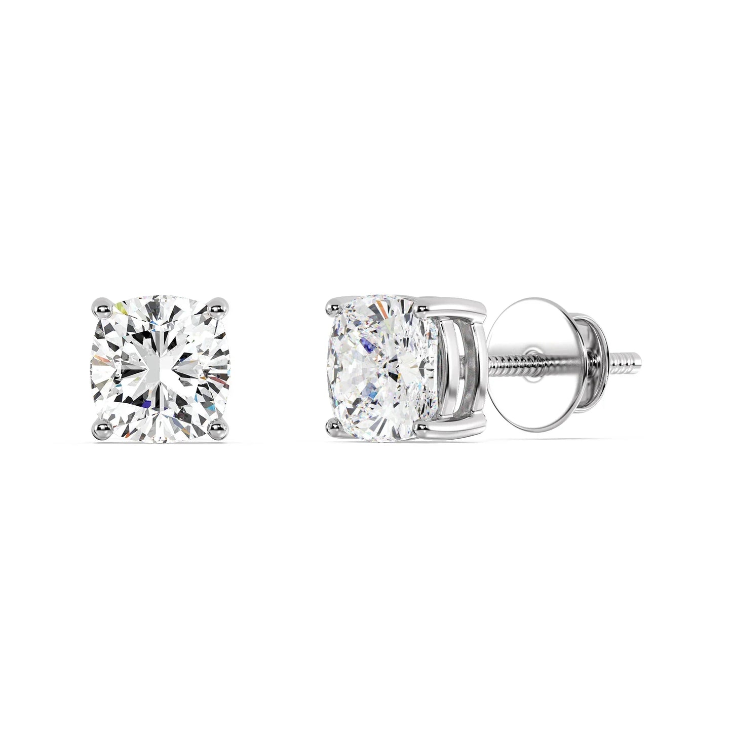 IGI Certified D VVS2 Lab Grown Diamond Cushion Cut Solitaire Studs