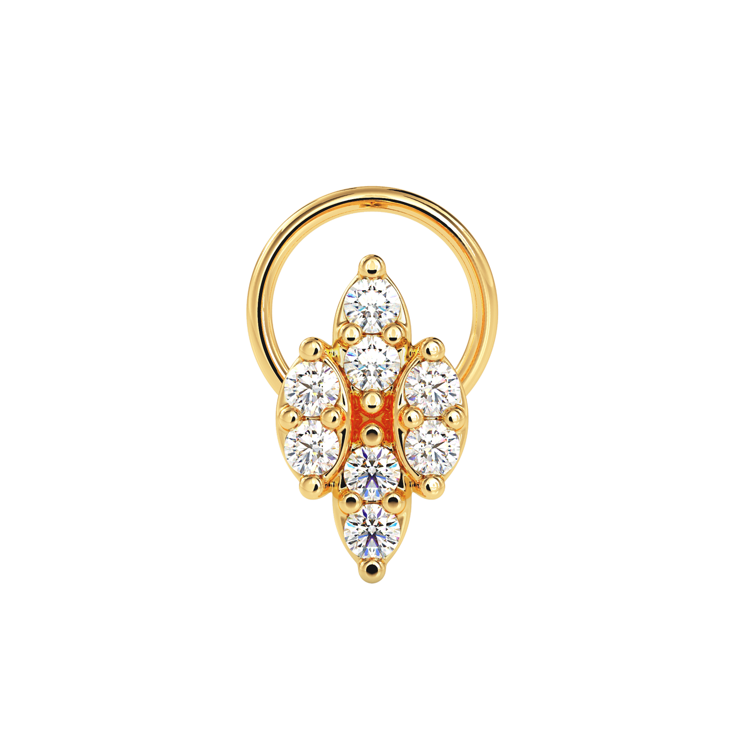 MoonRoot Round Diamond Nose Pin