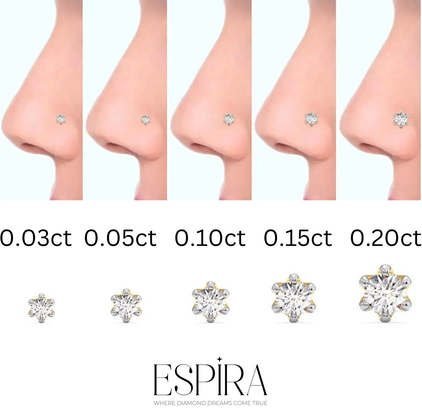 Adorn Round Diamond Nose Pin