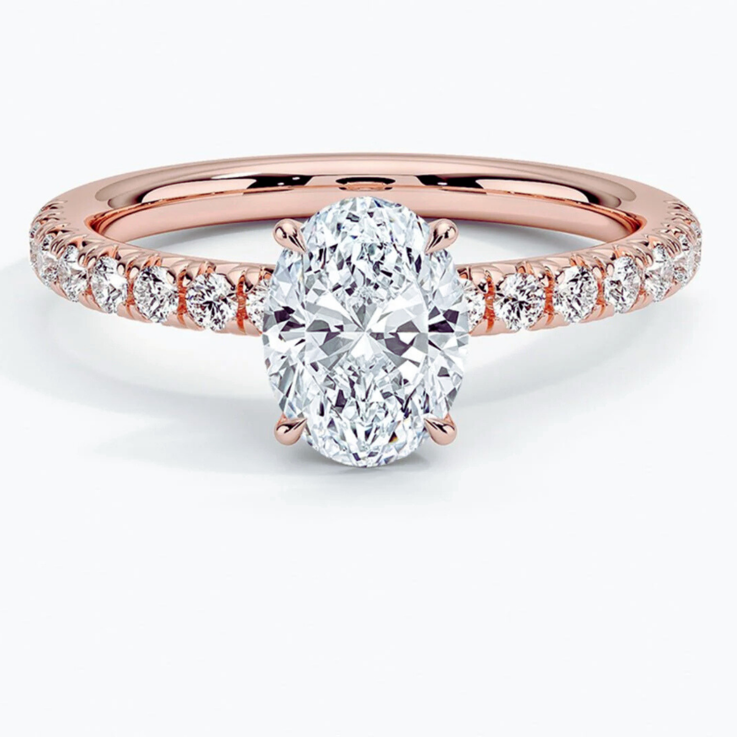 IGI Certified 2CT D VVS2 Lab Grown Diamond Oval Cut Solitaire Ring with Side Stones