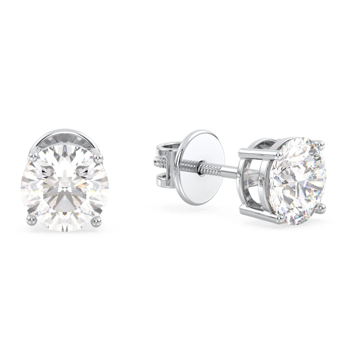 IGI Certified D VVS2 Lab Grown Diamond Round Cut Solitaire Studs