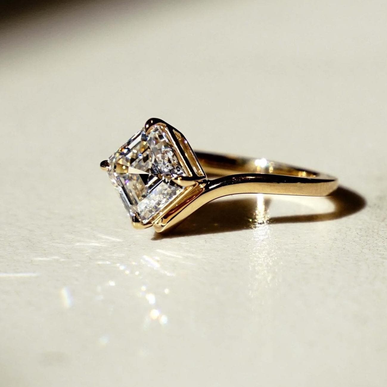 3 Carat Asscher Solitaire Lab Grown Diamond  Ring  | IGI Certified D-E VS1-VVS2 | 14K / 18K Solid Gold | 1 to 5 Carat