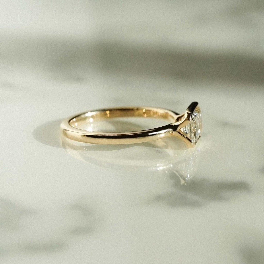 1 Carat Radiant Horizontal Half Bezel  Ring | Lab Grown Diamond  IGI Certified D-E VS1-VVS2 | 14K / 18K Solid Gold | 1 to 3 Carat