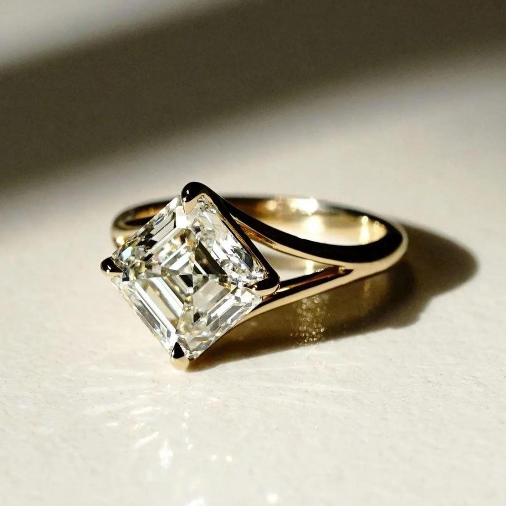 2 Carat Asscher Cut Lab Grown Diamond Ring | 14K Gold, IGI Certified