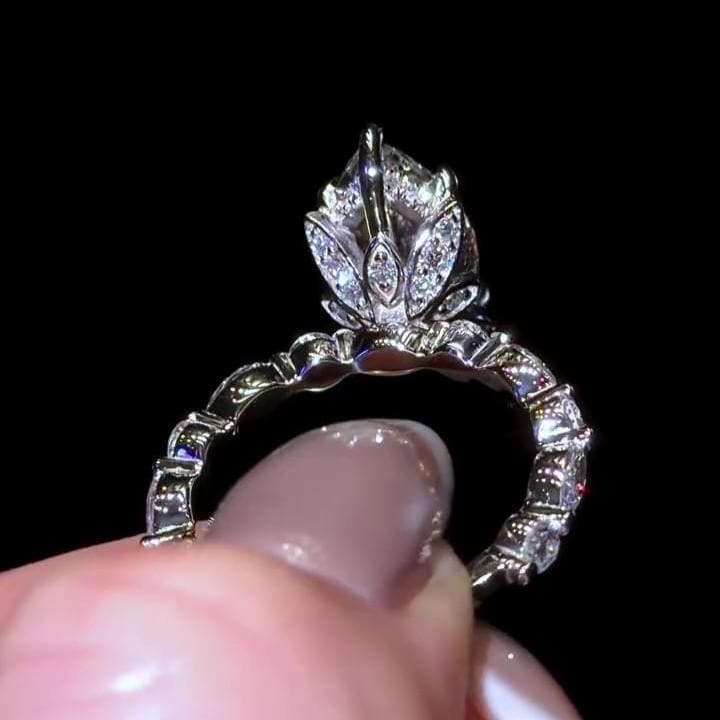 2  Carat Marquise  Pave Band Lab Grown Diamond  Ring  | IGI Certified D-E VS1-VVS2 | 14K / 18K Solid Gold | 2 to 3 Carat