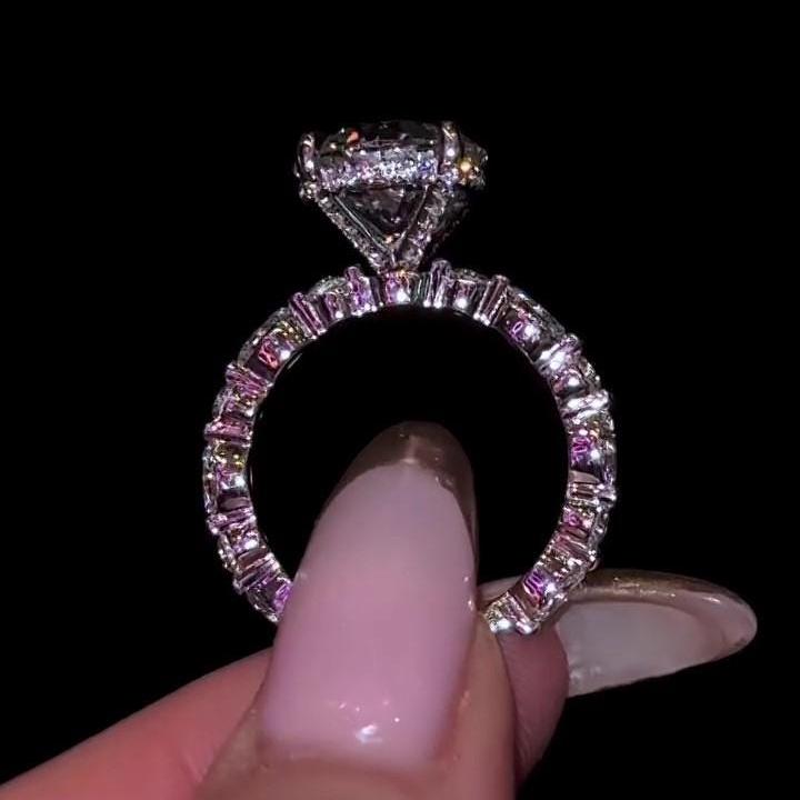 2 Carat Round hidden halo Pave Band Lab Grown Diamond ring  | IGI Certified D-E VS1-VVS2 | 14K / 18K Solid Gold | 1 to 5 Carat