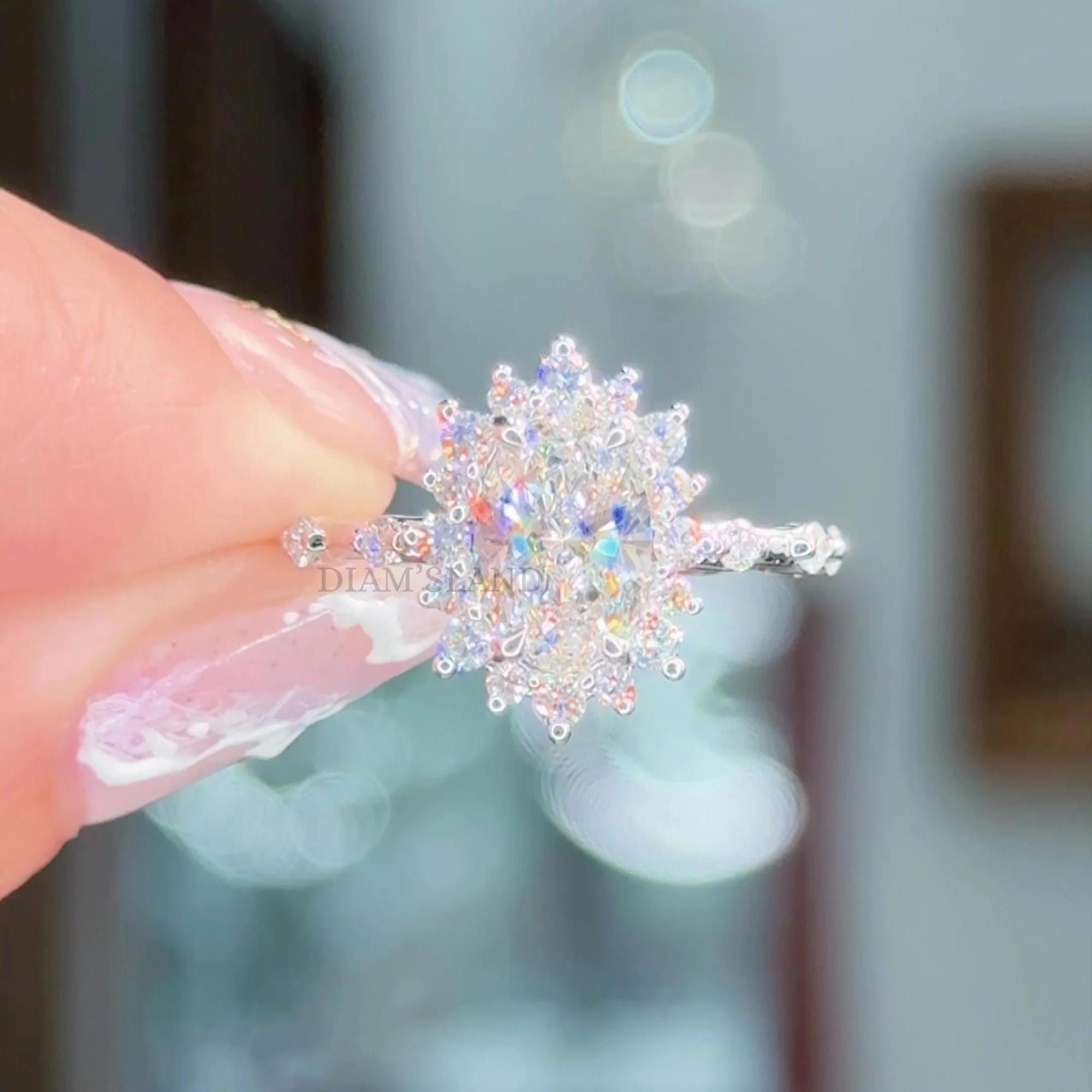 1.5 CARAT Oval  Lab Grown diamond Ring | Oval engagement ring | IGI Certified D color VS1-VVS2 | With 26 Side Round Diamond |