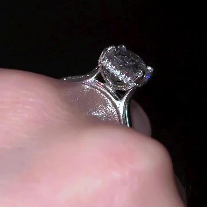 2 Carat Oval Cathedral Hidden Halo Lab Grown Diamond ring  | IGI Certified D-E VS1-VVS2 | 14K / 18K Solid Gold | 2 to 5 Carat