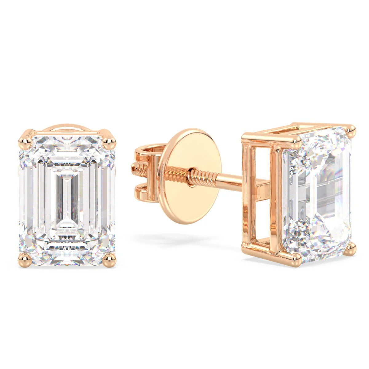 IGI Certified D VVS2 Lab Grown Diamond Emerald Cut Solitaire Studs