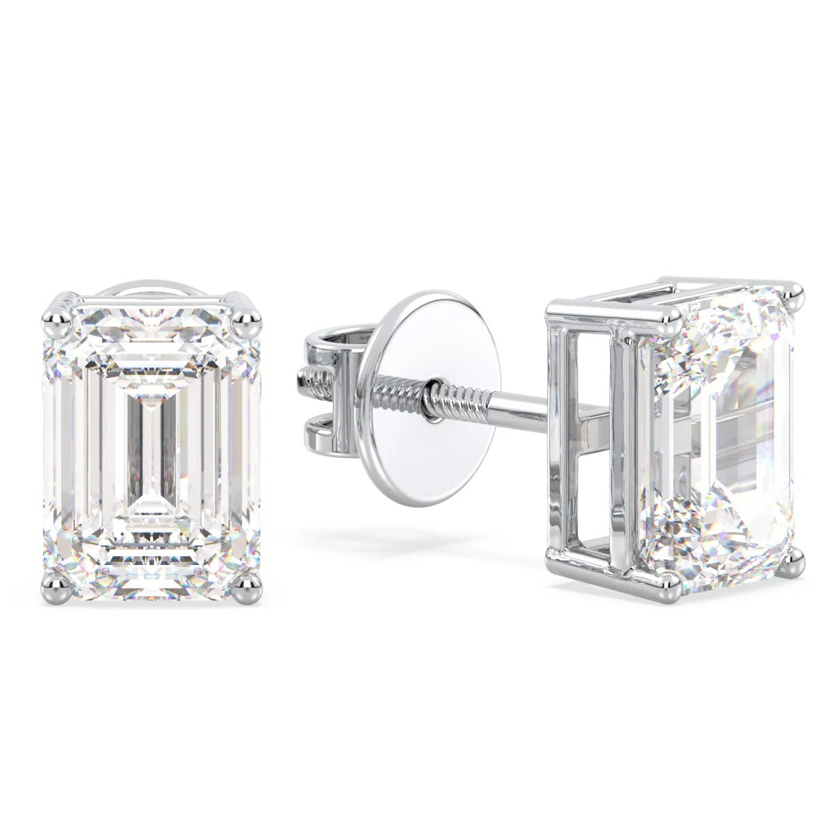 IGI Certified D VVS2 Lab Grown Diamond Emerald Cut Solitaire Studs