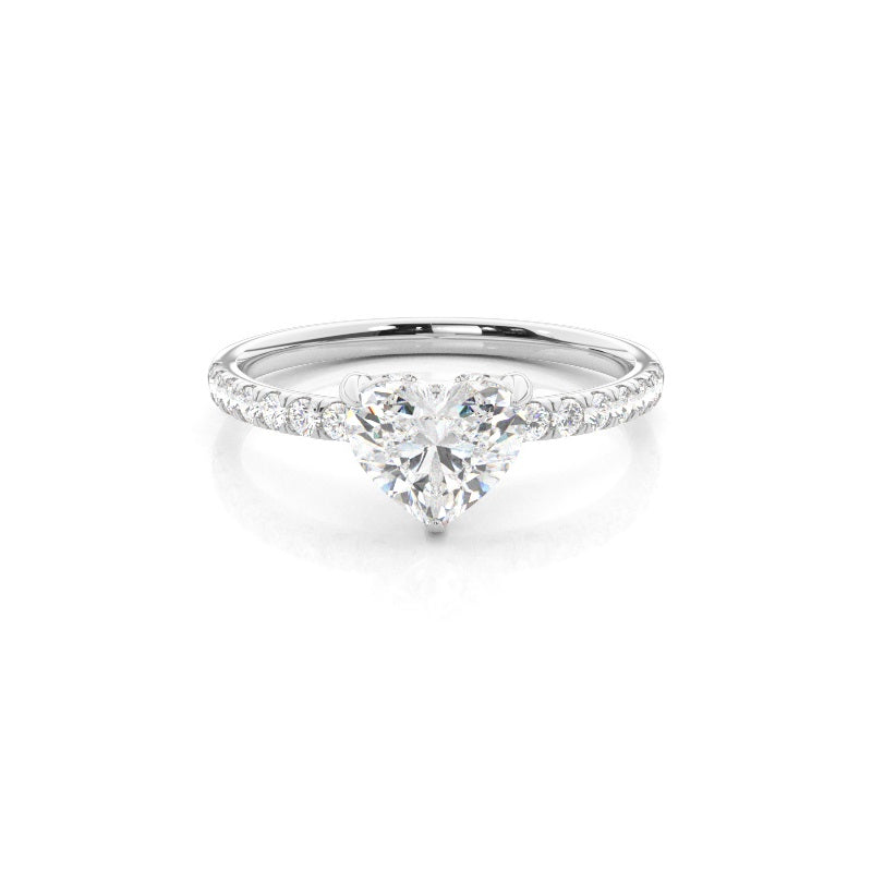 IGI Certified 2CT D VVS2 Lab Grown Diamond Heart Shape Solitaire Ring with Side Stones