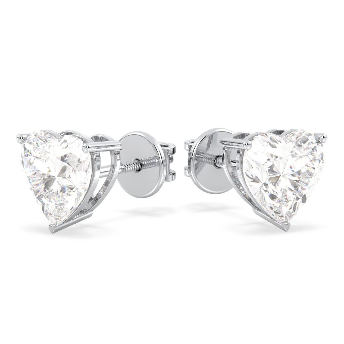 IGI Certified 1ct each D VVS2 Lab Grown Diamond Heart Cut Solitaire Studs