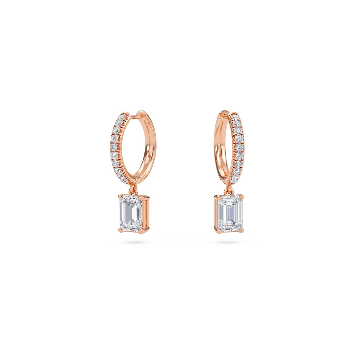 Charm 2 Carat (1+1) Emerald Diamond Earring