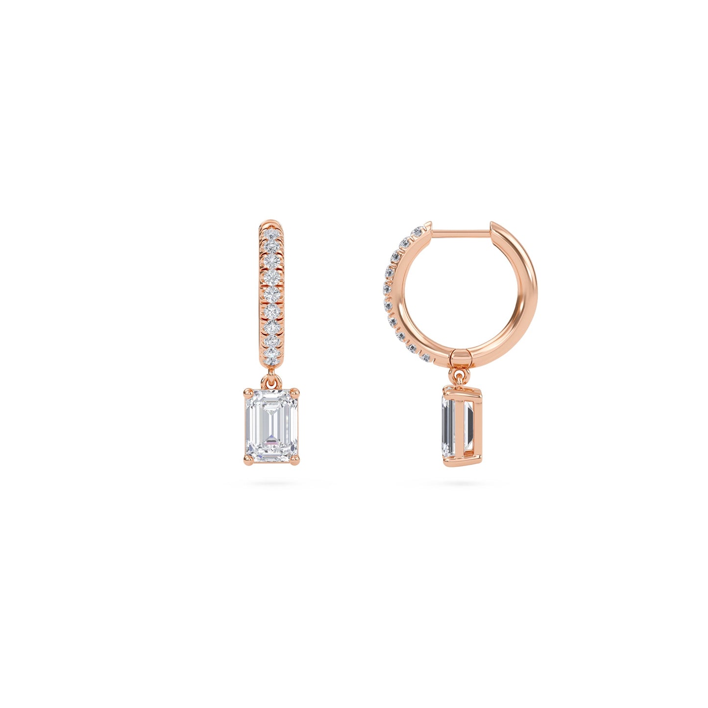 Charm 2 Carat (1+1) Emerald Diamond Earring