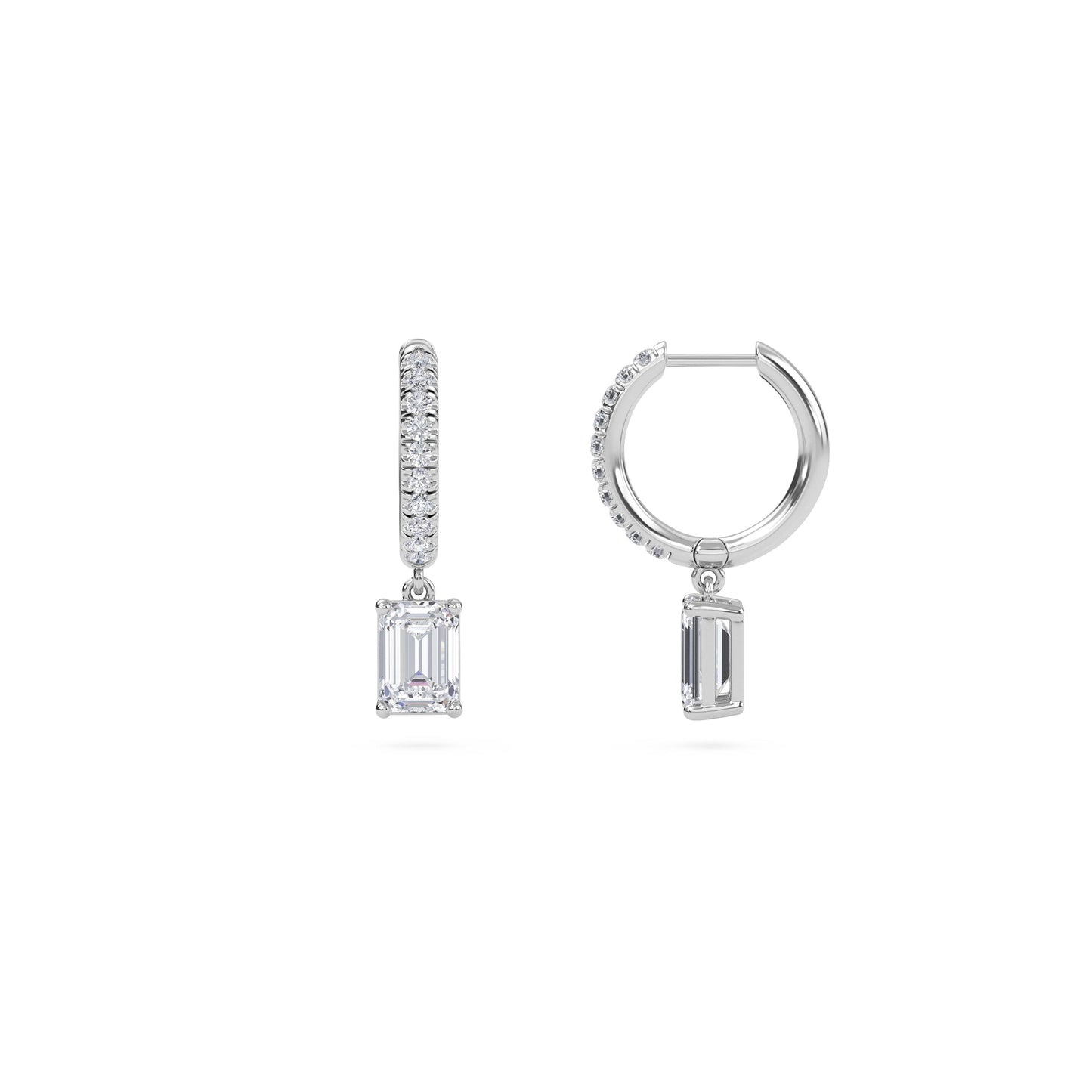 Charm 2 Carat (1+1) Emerald Diamond Earring