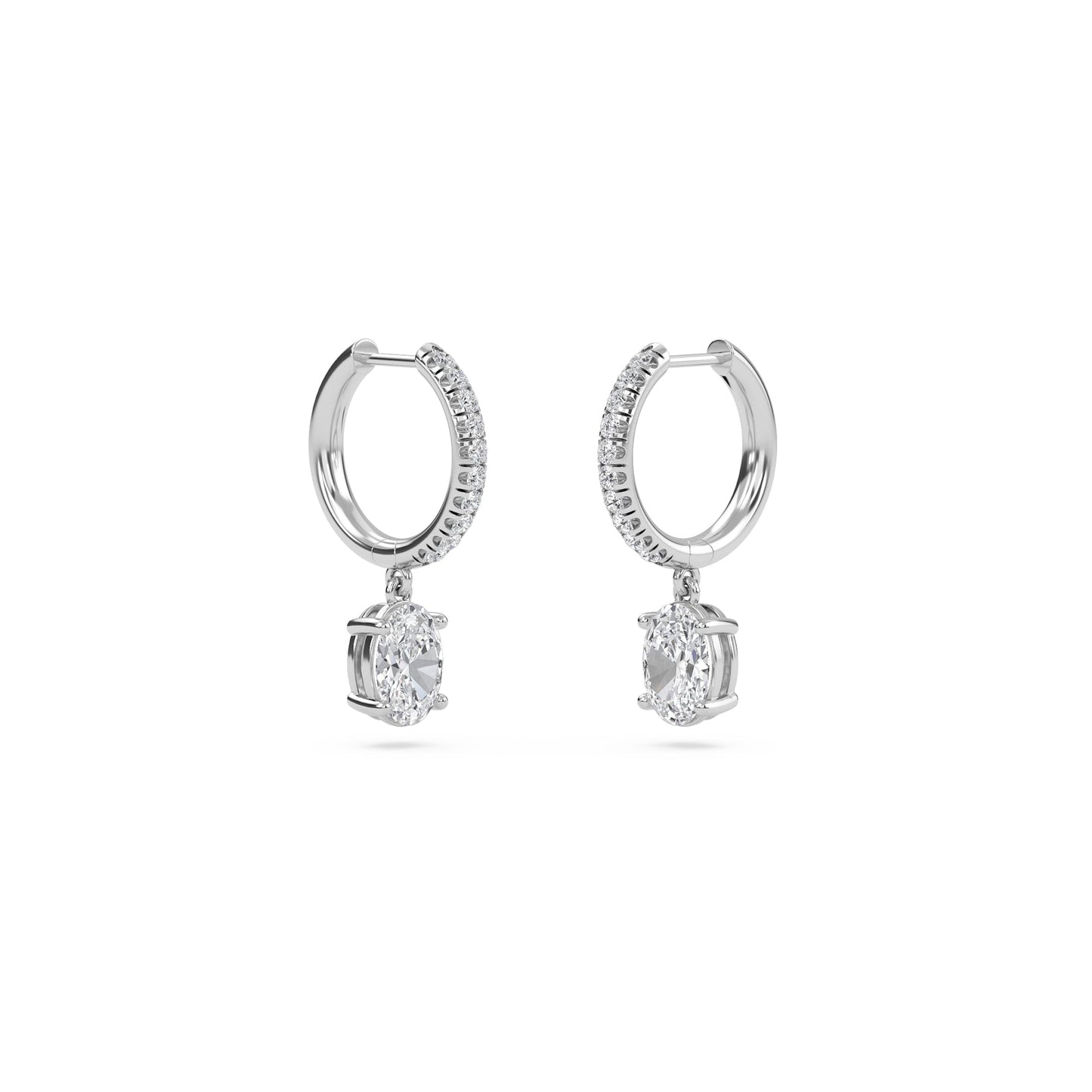 Charm 2 Carat (1+1) Oval Diamond Earring
