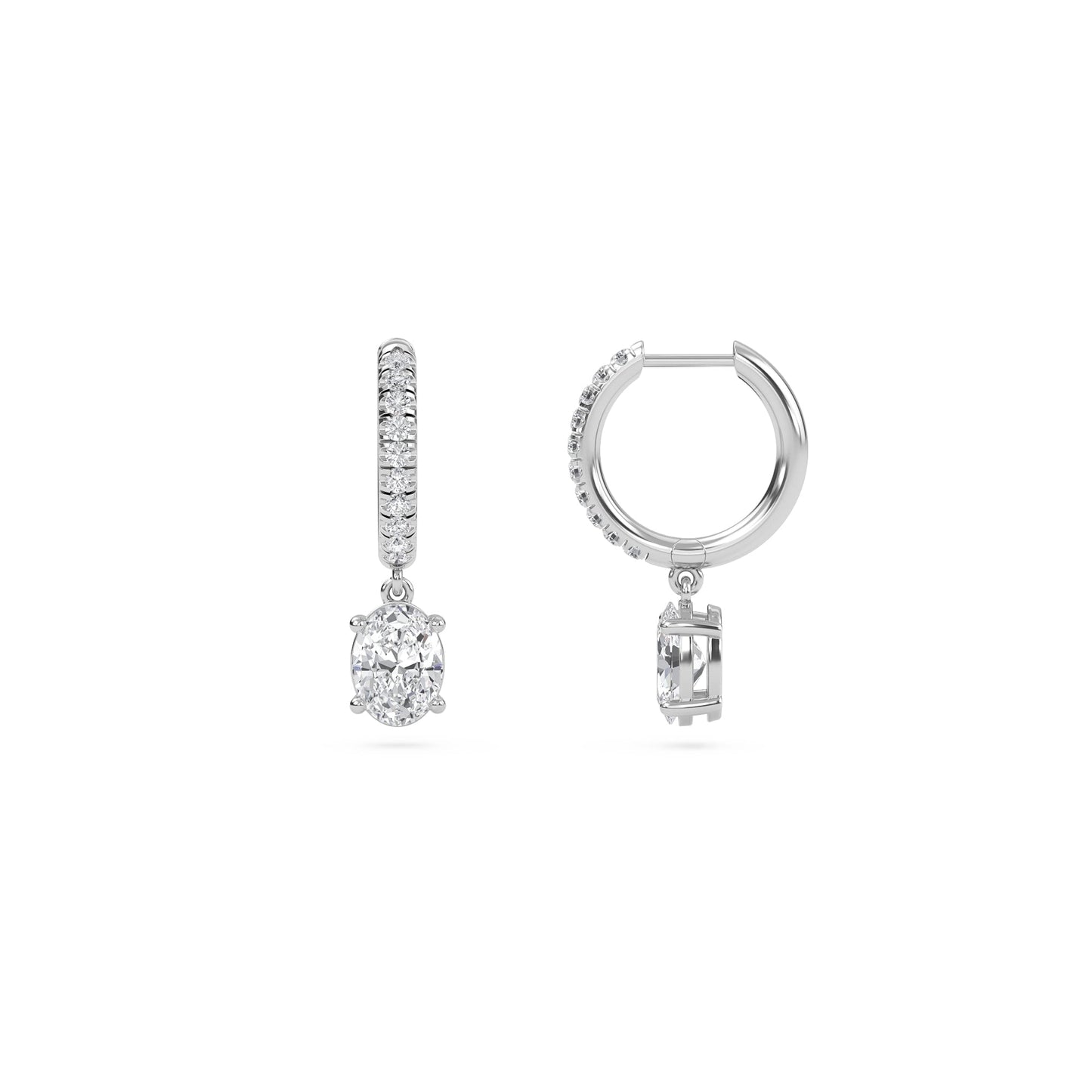 Charm 2 Carat (1+1) Oval Diamond Earring