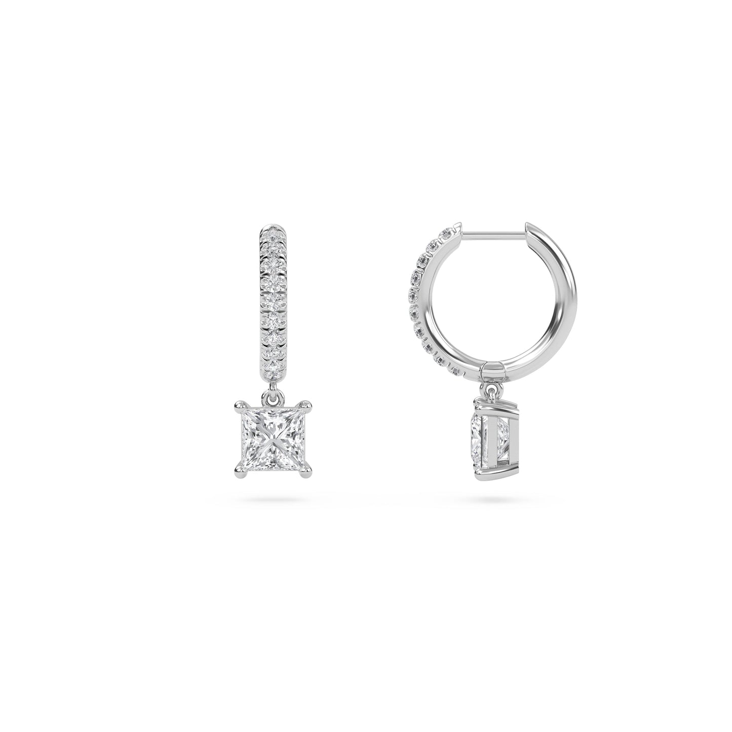 Charm 1 Carat (0.5+0.5) Princess Diamond Earring