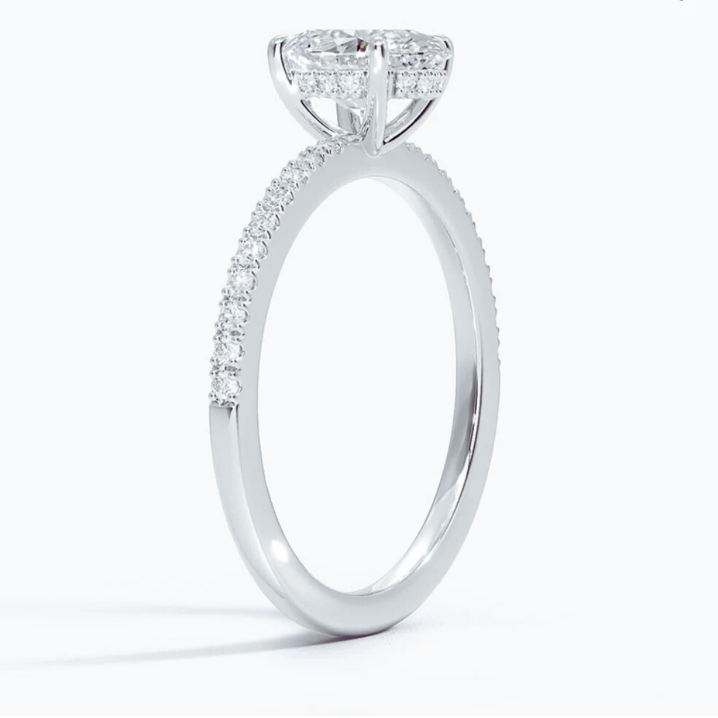 IGI Certified 1CT D VVS2 Lab Grown Diamond Oval Cut Solitaire Ring with Side Stones