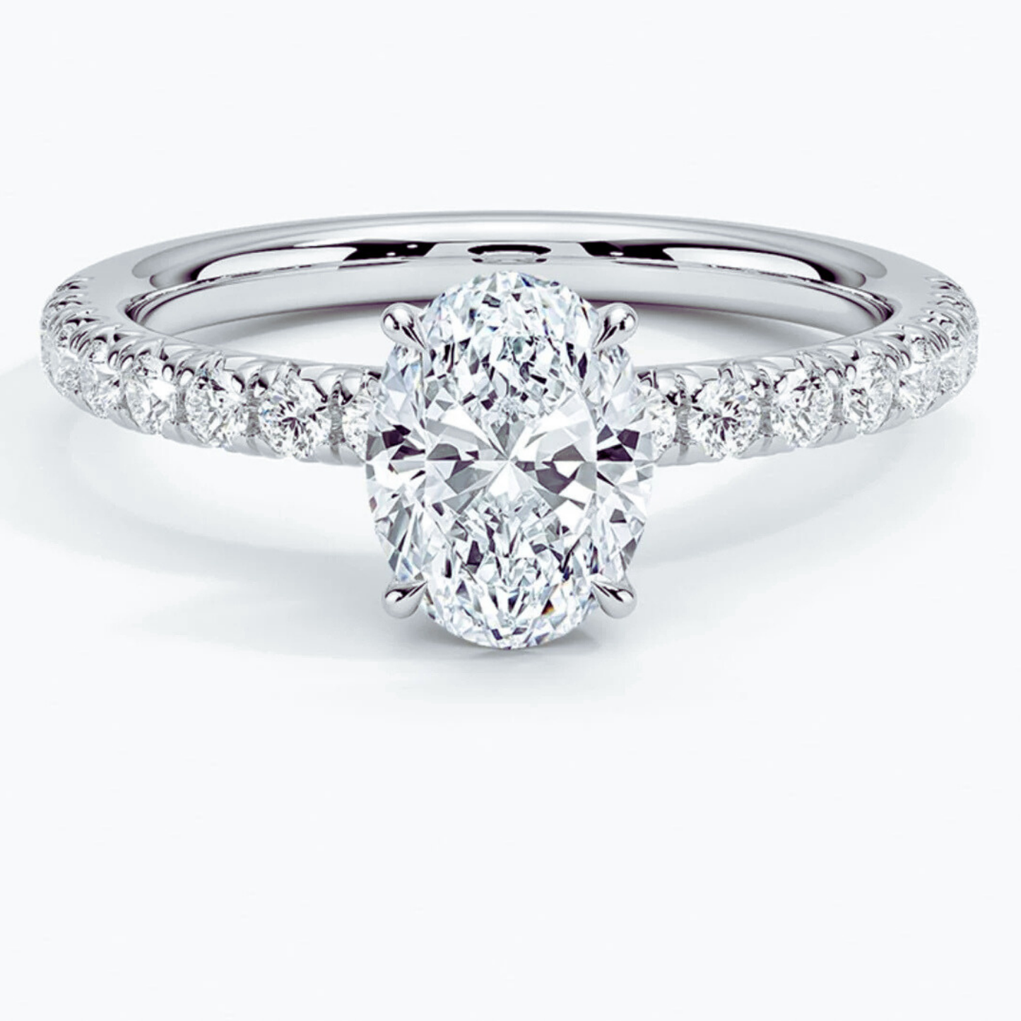 IGI Certified 2CT D VVS2 Lab Grown Diamond Oval Cut Solitaire Ring with Side Stones