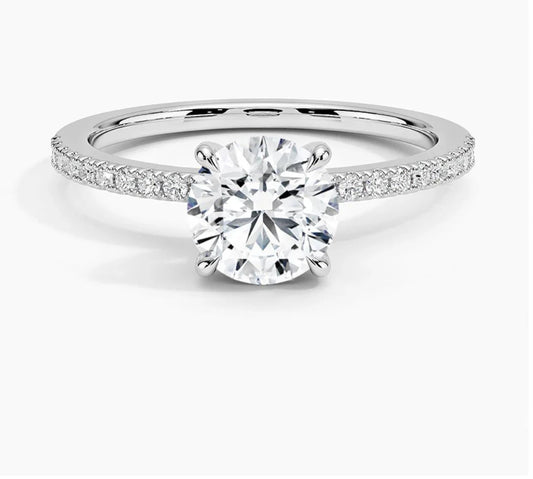 IGI Certified 2CT D VVS2 Lab Grown Diamond Round Cut Solitaire Ring with Side Stones
