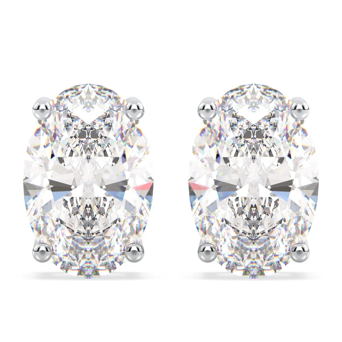 IGI Certified D VVS2 Lab Grown Diamond Oval Cut Solitaire Studs
