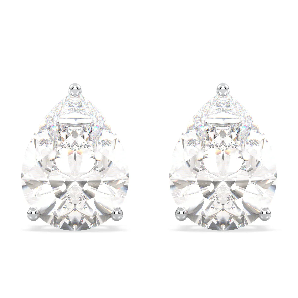 IGI Certified 1ct each D VVS2 Lab Grown Diamond Pear Cut Solitaire Studs