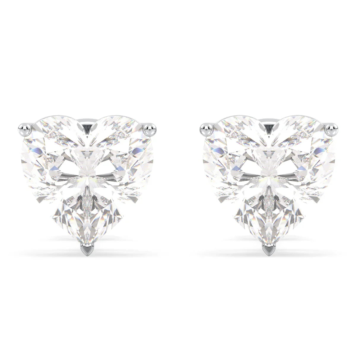 IGI Certified 1ct each D VVS2 Lab Grown Diamond Heart Cut Solitaire Studs