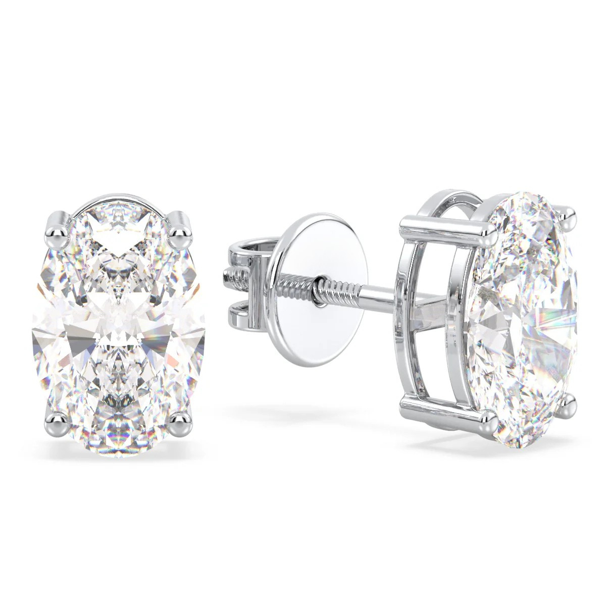 IGI Certified D VVS2 Lab Grown Diamond Oval Cut Solitaire Studs