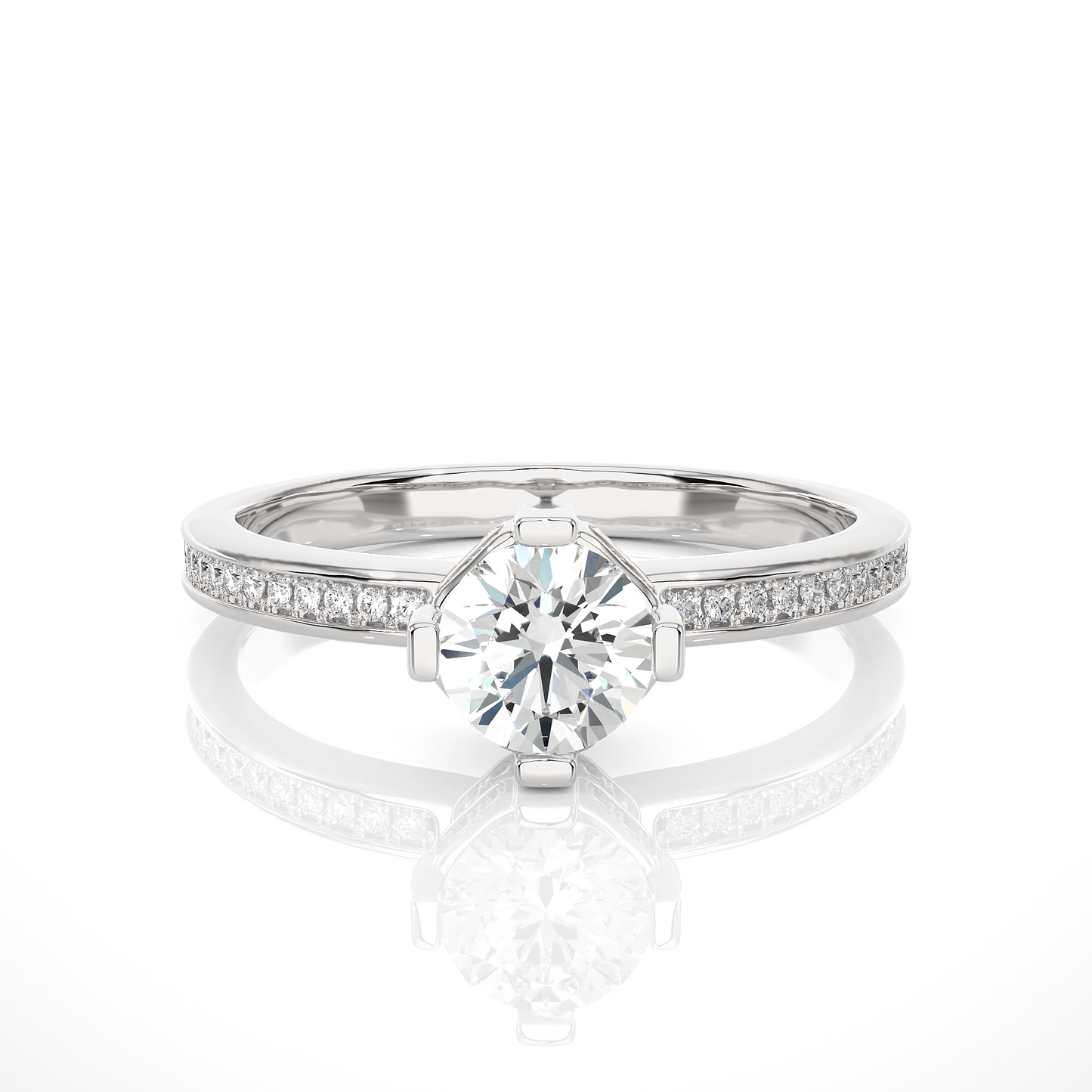 Majestic Crown Solitaire Diamond Ring