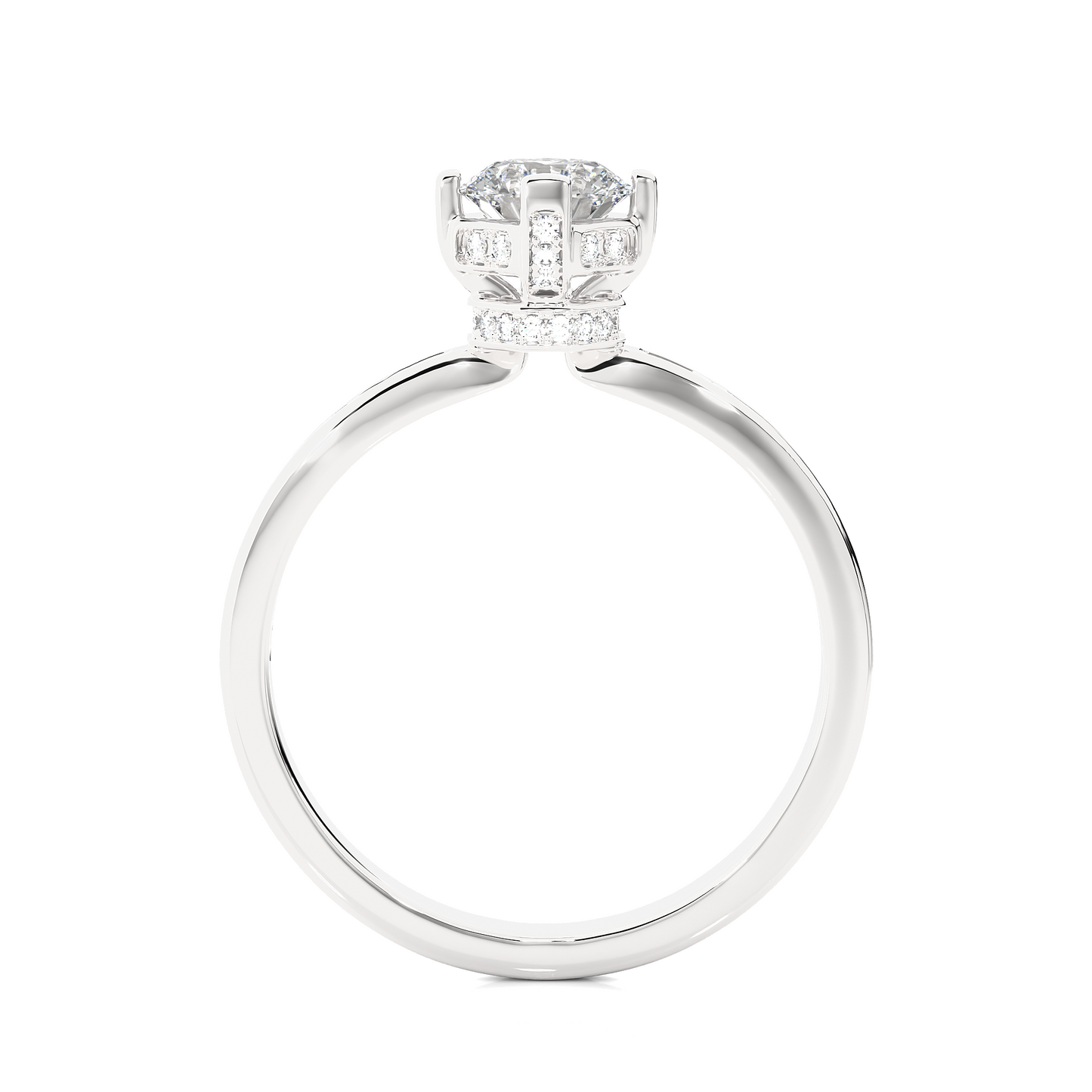Majestic Crown Solitaire Diamond Ring
