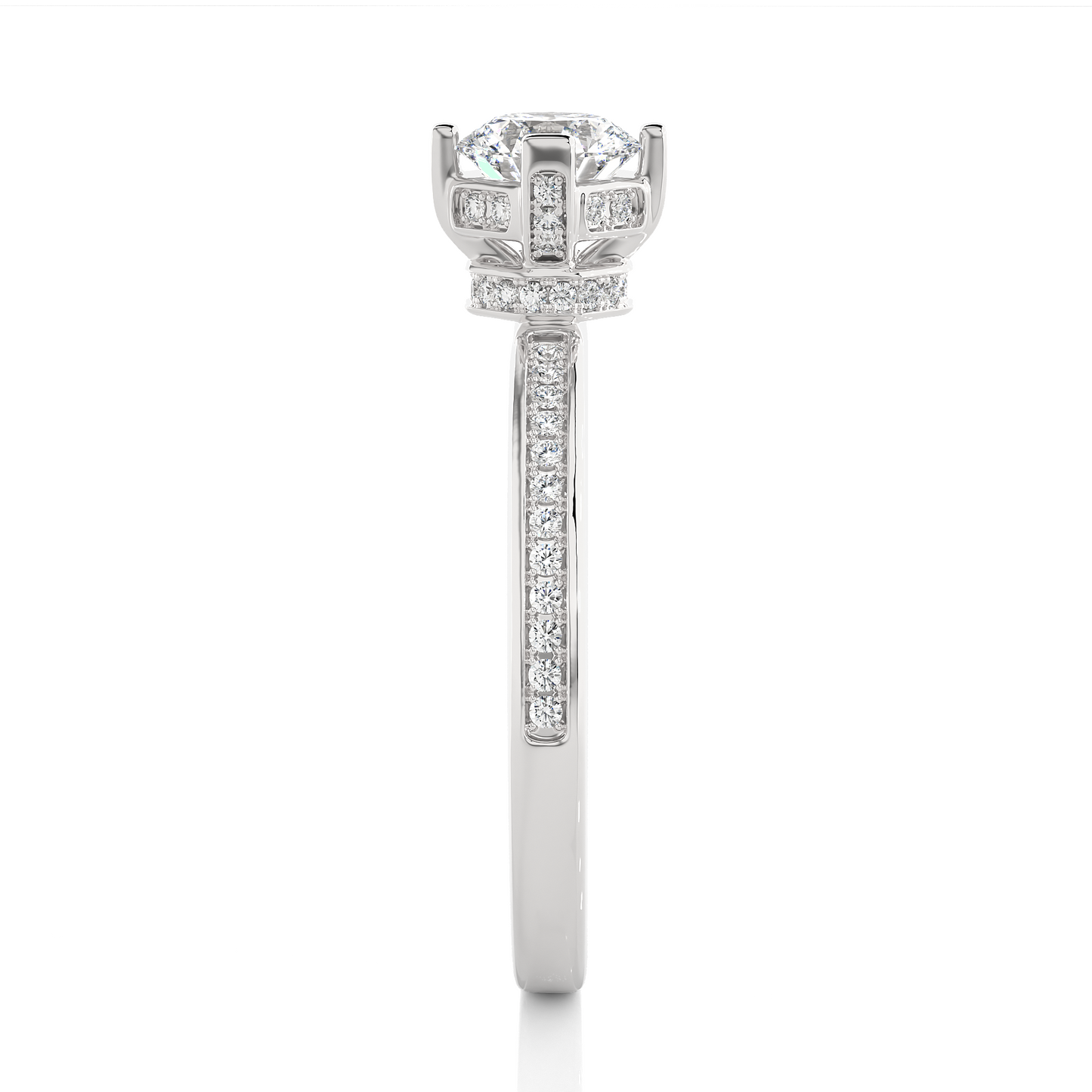 Majestic Crown Solitaire Diamond Ring