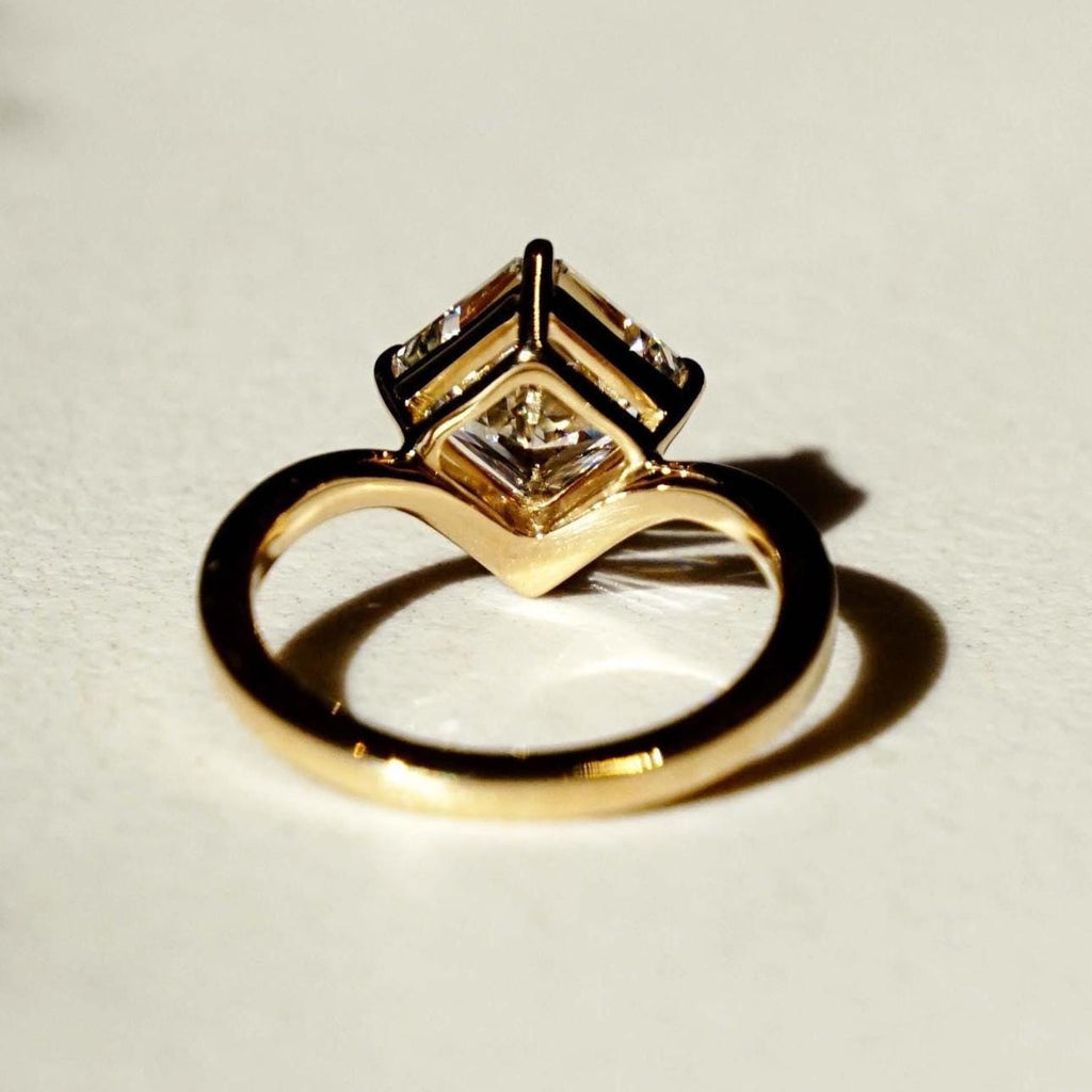 3 Carat Asscher Solitaire Lab Grown Diamond  Ring  | IGI Certified D-E VS1-VVS2 | 14K / 18K Solid Gold | 1 to 5 Carat