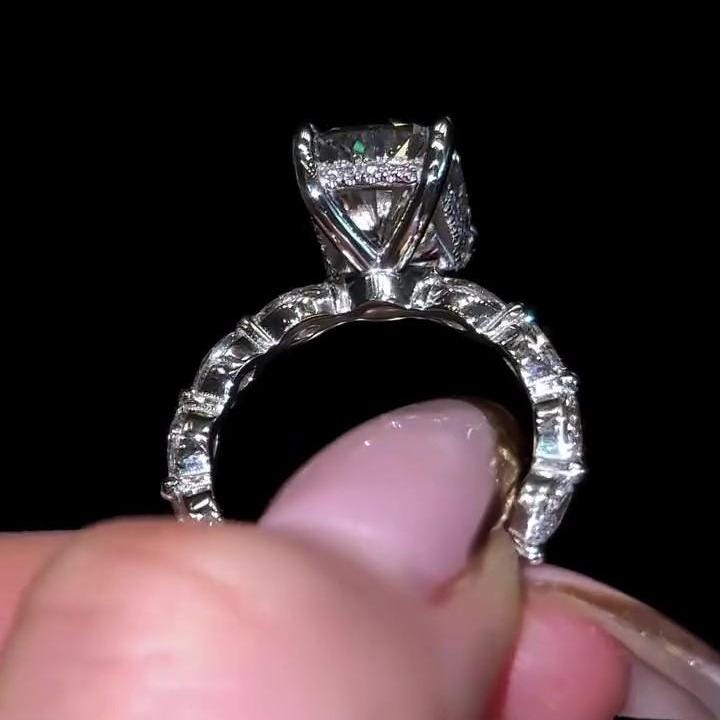 2 Carat Elongated Cushion hidden halo Pave Band Lab Grown Diamond ring  | IGI Certified D-E VS1-VVS2 | 14K / 18K Solid Gold | 1 to 5 Carat