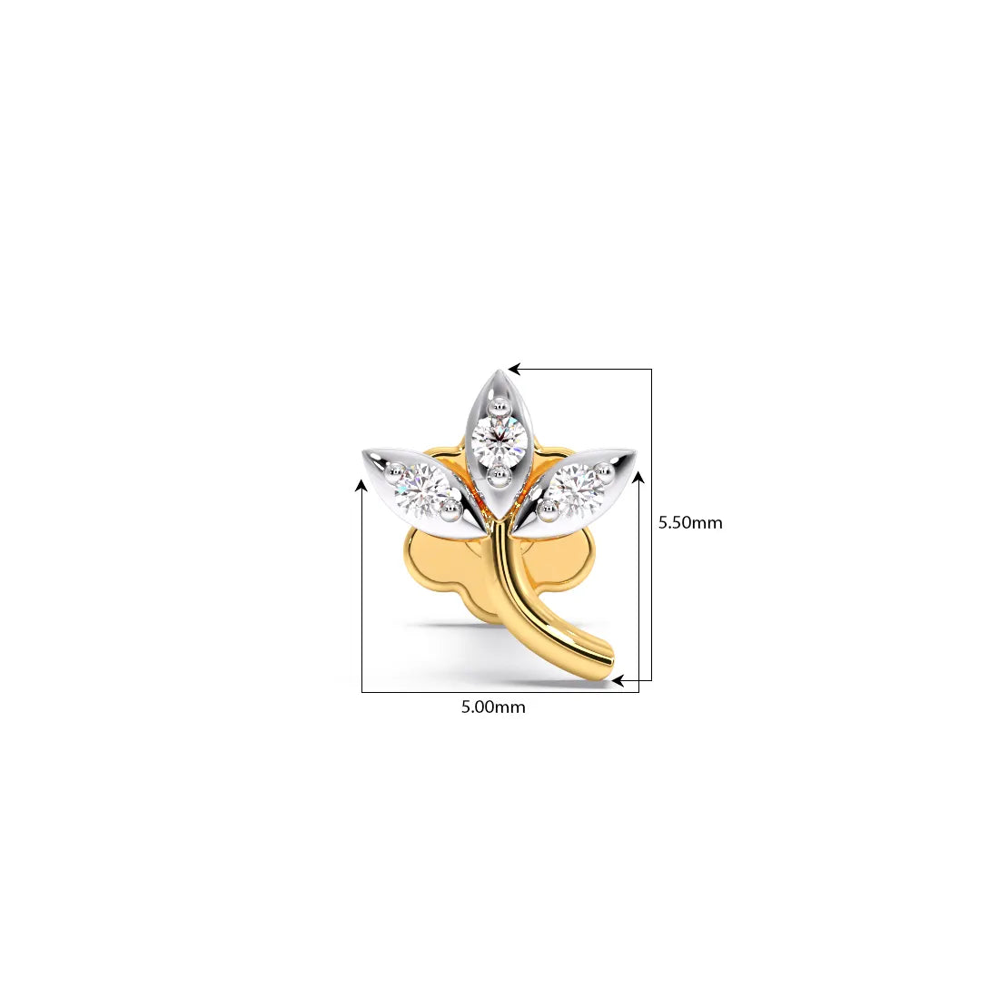 Petal Bloom Round Diamond Nose Pin